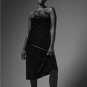 Rhinestone-strap Velour Dress